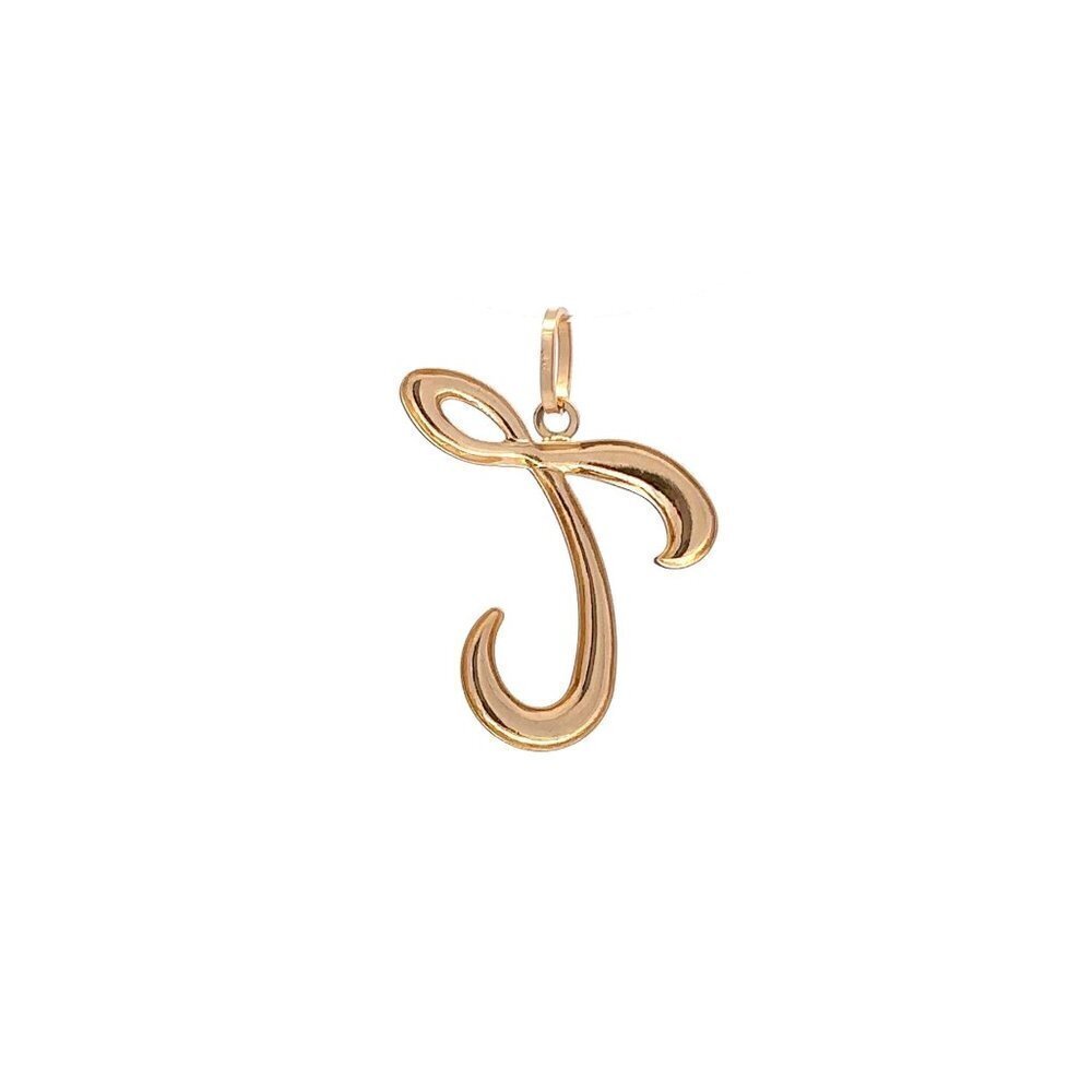 18K Gold Pendant Letter T Initial 1.29 grams - Picture 7 of 9